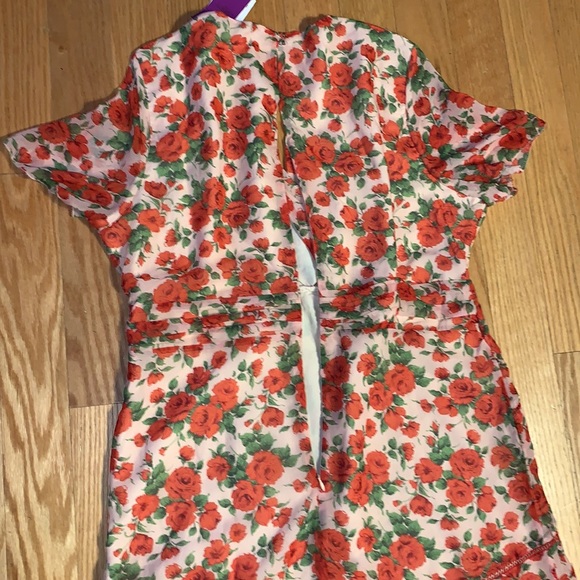 Hope & Ivy Liberty Fabric Tiered Frill Midi Dress Poppy Print in Red 16 - Picture 12 of 13